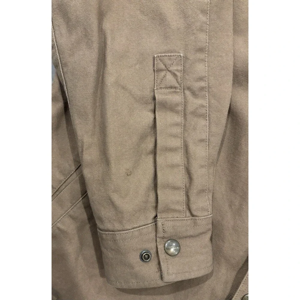 Carhartt Jacket Mens M Brown Flannel Lined Canvas Work Chore Coat 100590-903 - Picture 4 of 6